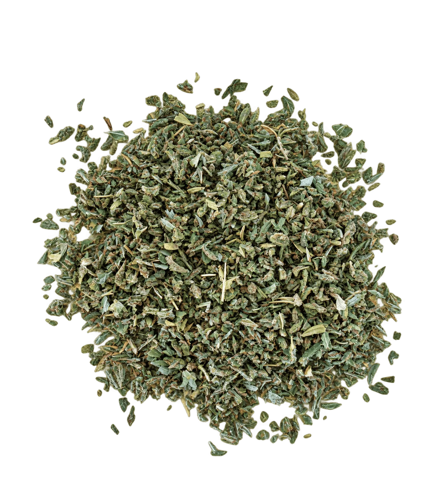Trim de Runtz CBD en petit tas : fragments vert clair de taille régulière et quelques fines tiges