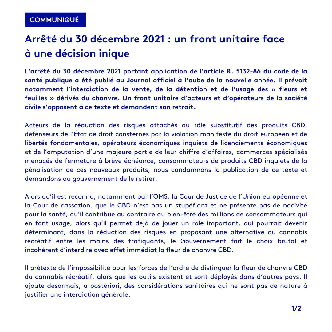 Arrêter du 30 décembre 2021